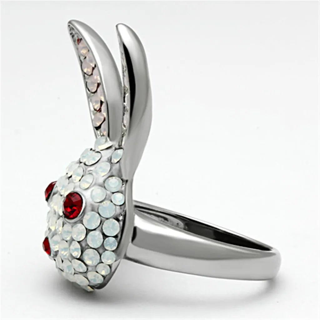 High polished (no plating) Stainless Steel Ring with Top Grade Crystal in Multi Color for Women Style TK931