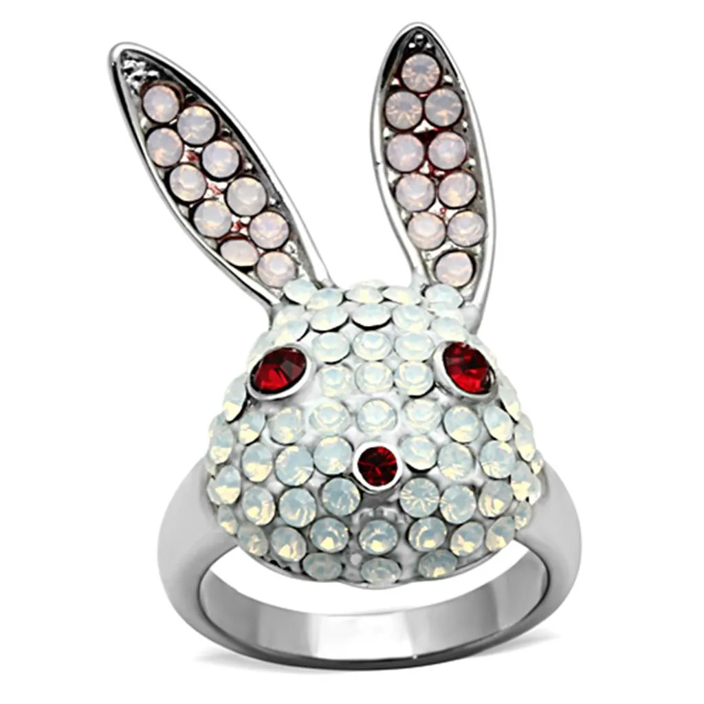 High polished (no plating) Stainless Steel Ring with Top Grade Crystal in Multi Color for Women Style TK931