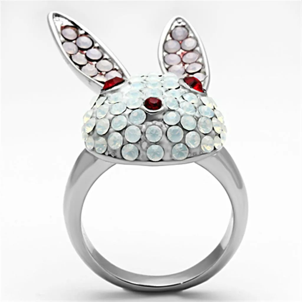 High polished (no plating) Stainless Steel Ring with Top Grade Crystal in Multi Color for Women Style TK931