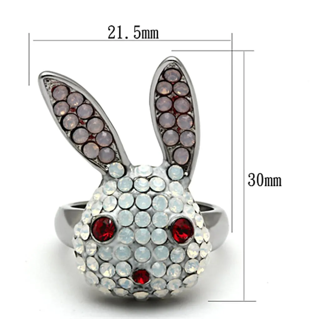 High polished (no plating) Stainless Steel Ring with Top Grade Crystal in Multi Color for Women Style TK931
