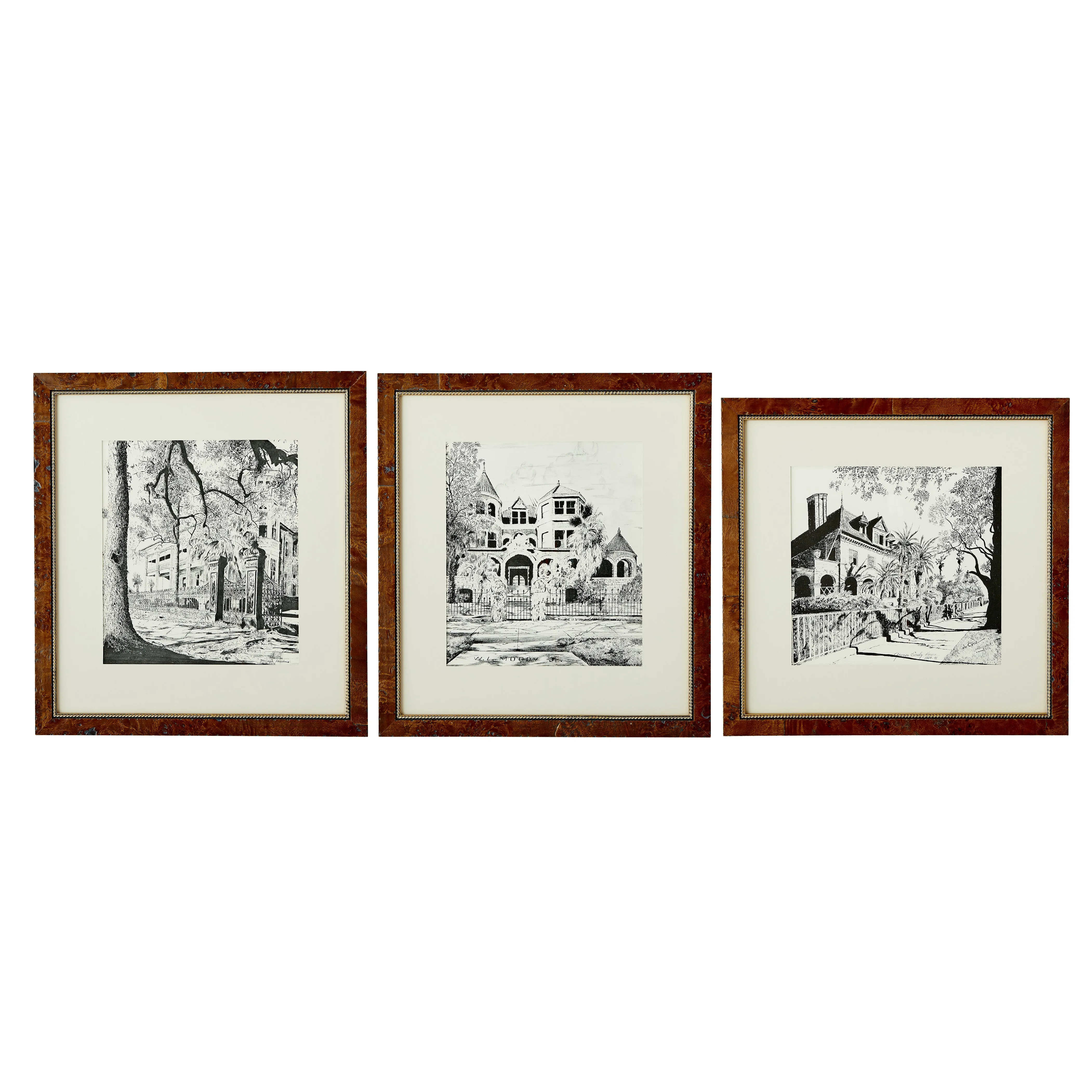 Ink on Paper Scenes of Charleston, set of 3