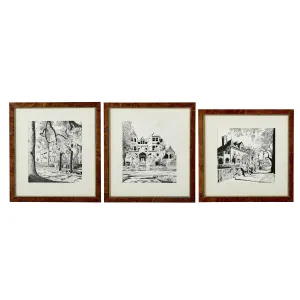 Ink on Paper Scenes of Charleston, set of 3