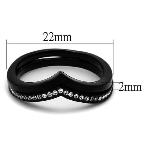 IP Black(Ion Plating) Stainless Steel Ring with Top Grade Crystal in Clear for Women Style TK2302