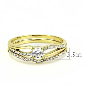 IP Gold(Ion Plating) Stainless Steel Ring with AAA Grade CZ in Clear for Women Style DA277
