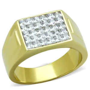 IP Gold(Ion Plating) Stainless Steel Ring with AAA Grade CZ in Clear for Women Style TK2048