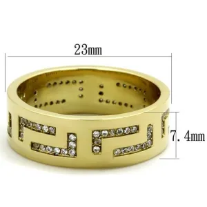 IP Gold(Ion Plating) Stainless Steel Ring with AAA Grade CZ in Clear for Women Style TK2051