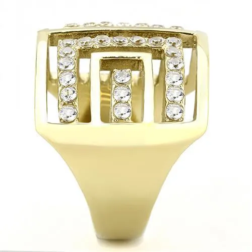 IP Gold(Ion Plating) Stainless Steel Ring with AAA Grade CZ in Clear for Women Style TK3238