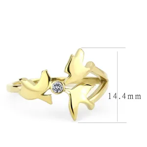 IP Gold(Ion Plating) Stainless Steel Ring with AAA Grade CZ in Clear for Women Style TK3573