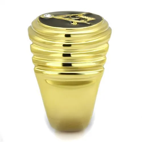 IP Gold(Ion Plating) Stainless Steel Ring with Top Grade Crystal in Clear for Women Style TK2224