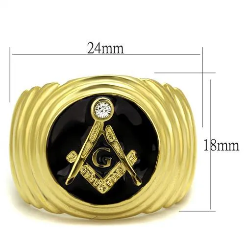IP Gold(Ion Plating) Stainless Steel Ring with Top Grade Crystal in Clear for Women Style TK2224