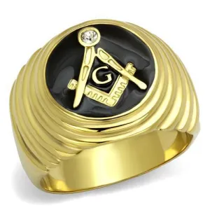 IP Gold(Ion Plating) Stainless Steel Ring with Top Grade Crystal in Clear for Women Style TK2224