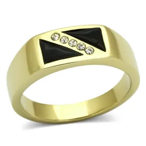 IP Gold(Ion Plating) Stainless Steel Ring with Top Grade Crystal in Clear for Women Style TK775