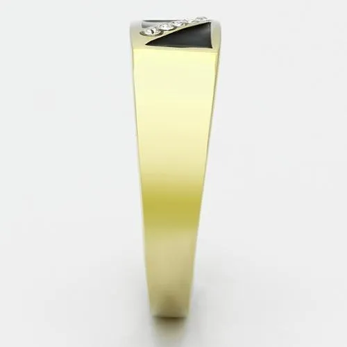 IP Gold(Ion Plating) Stainless Steel Ring with Top Grade Crystal in Clear for Women Style TK775