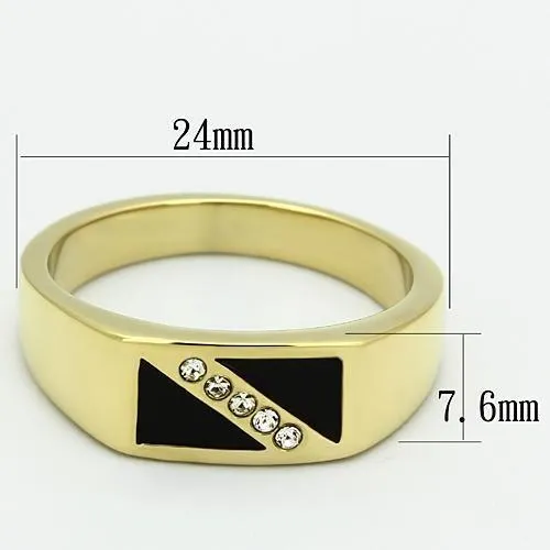 IP Gold(Ion Plating) Stainless Steel Ring with Top Grade Crystal in Clear for Women Style TK775