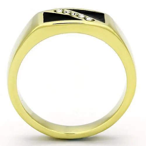 IP Gold(Ion Plating) Stainless Steel Ring with Top Grade Crystal in Clear for Women Style TK775