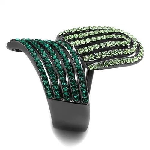 IP Light Black (IP Gun) Stainless Steel Ring with Top Grade Crystal in Multi Color for Women Style TK691LJ