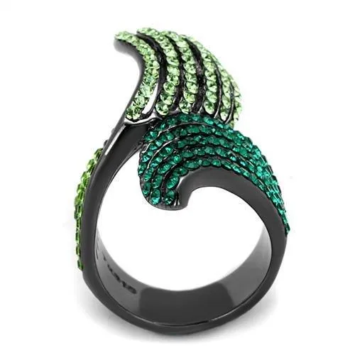 IP Light Black (IP Gun) Stainless Steel Ring with Top Grade Crystal in Multi Color for Women Style TK691LJ