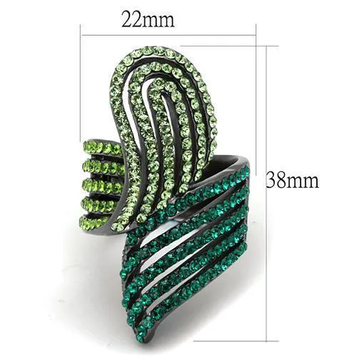 IP Light Black (IP Gun) Stainless Steel Ring with Top Grade Crystal in Multi Color for Women Style TK691LJ