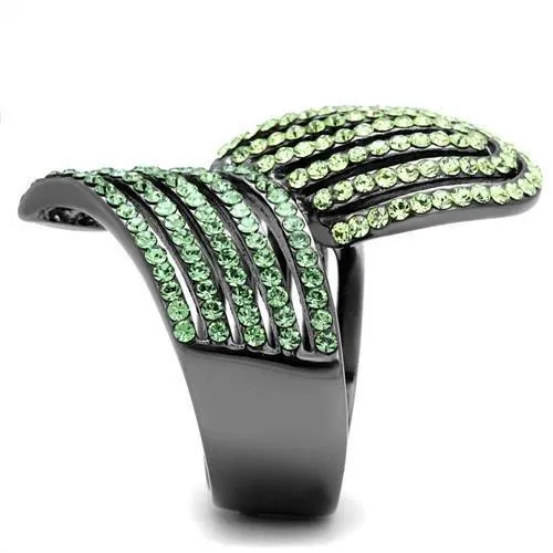 IP Light Black (IP Gun) Stainless Steel Ring with Top Grade Crystal in Multi Color for Women Style TK691LJ