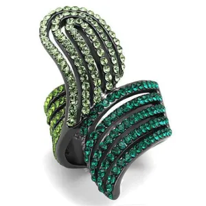 IP Light Black (IP Gun) Stainless Steel Ring with Top Grade Crystal in Multi Color for Women Style TK691LJ