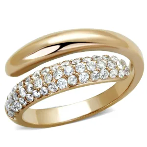 IP Rose Gold(Ion Plating) Stainless Steel Ring with AAA Grade CZ in Clear for Women Style TK1634