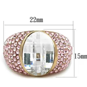 IP Rose Gold(Ion Plating) Stainless Steel Ring with AAA Grade CZ in Clear for Women Style TK1692