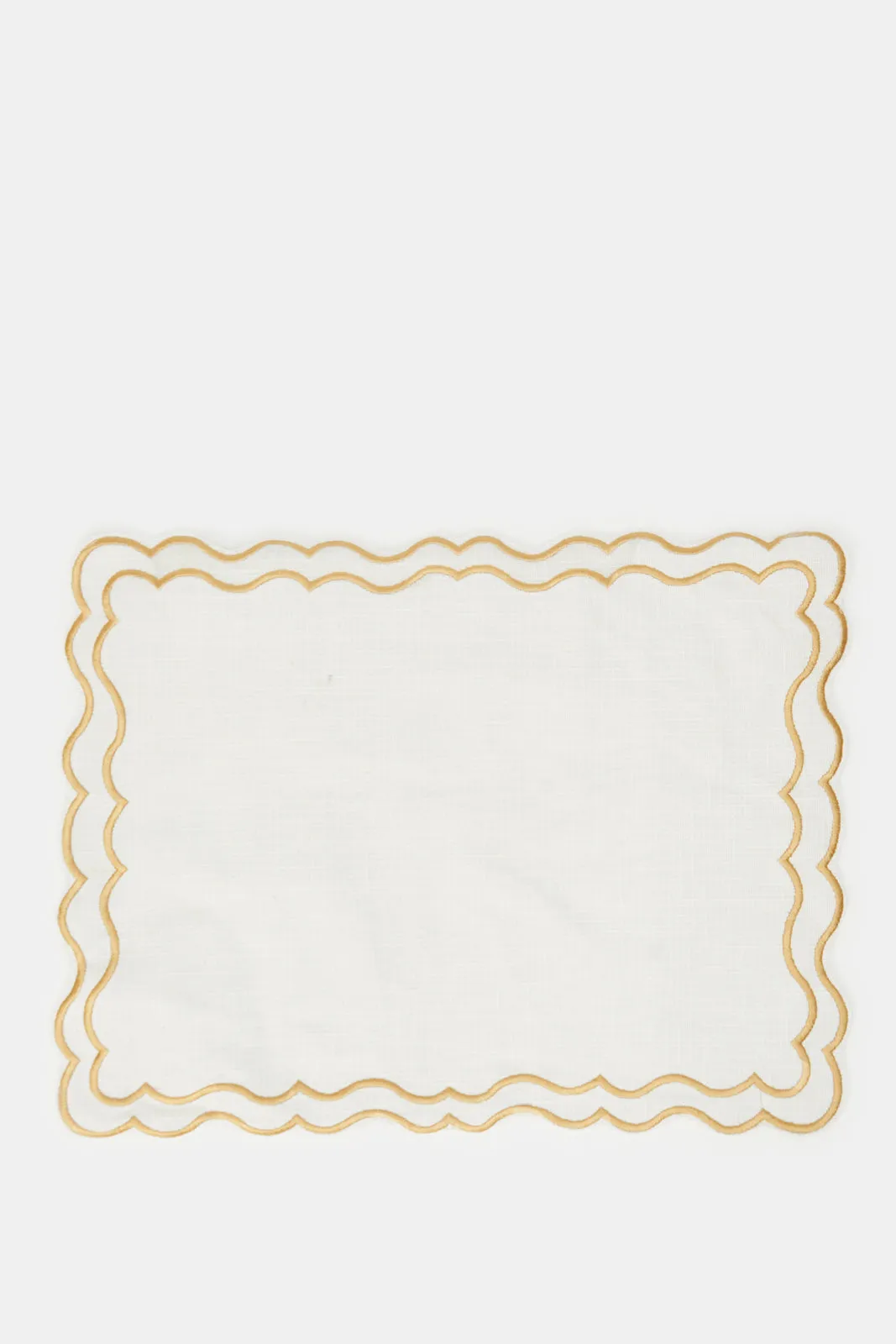Ivory Cotton Rectangle Embroidered Placemat