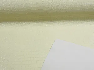 Ivory/ Cream Faux Crocodile Vinyl Embossed 3D Scales-Faux Leather-Sold By Yard