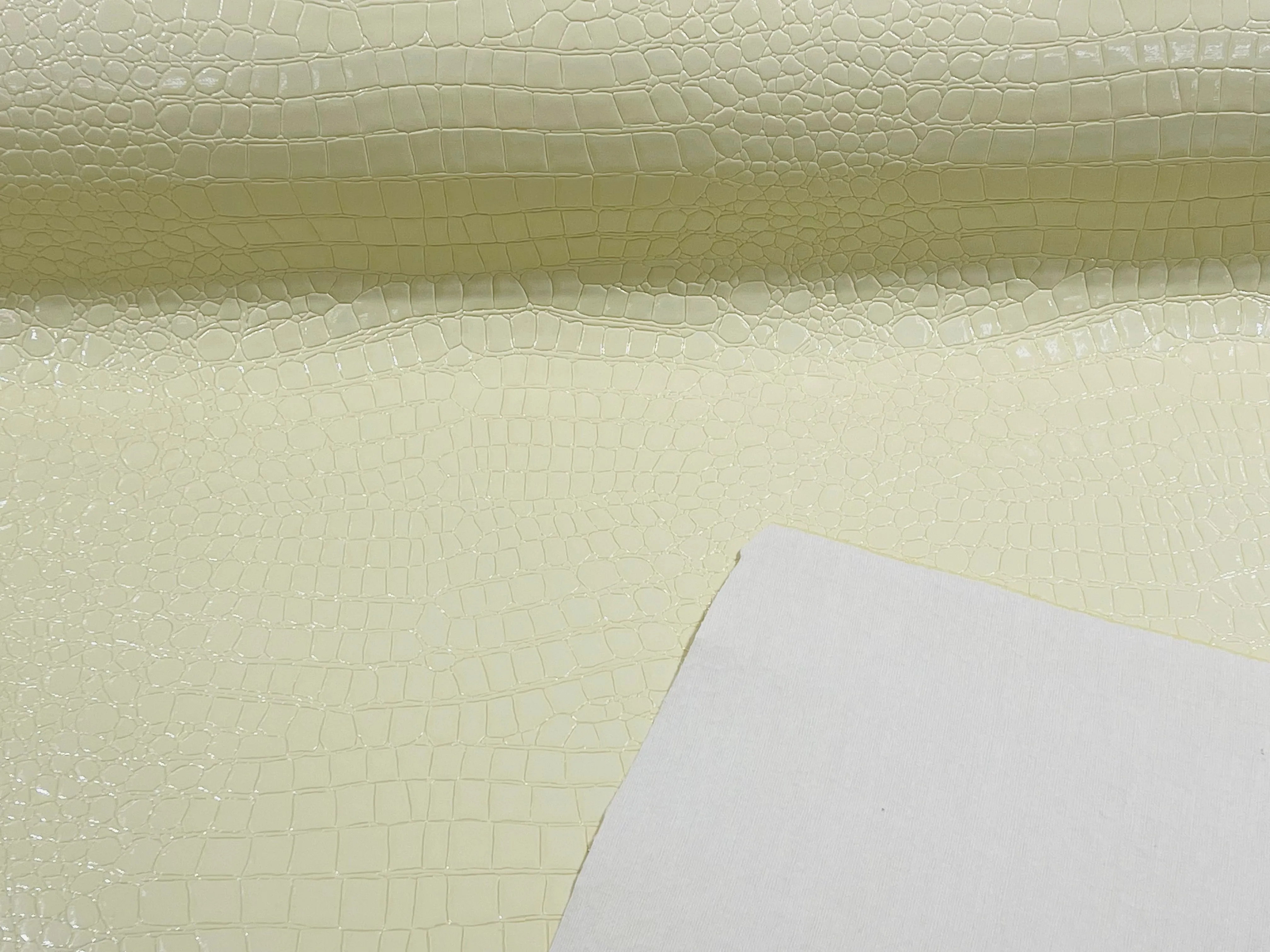 Ivory/ Cream Faux Crocodile Vinyl Embossed 3D Scales-Faux Leather-Sold By Yard