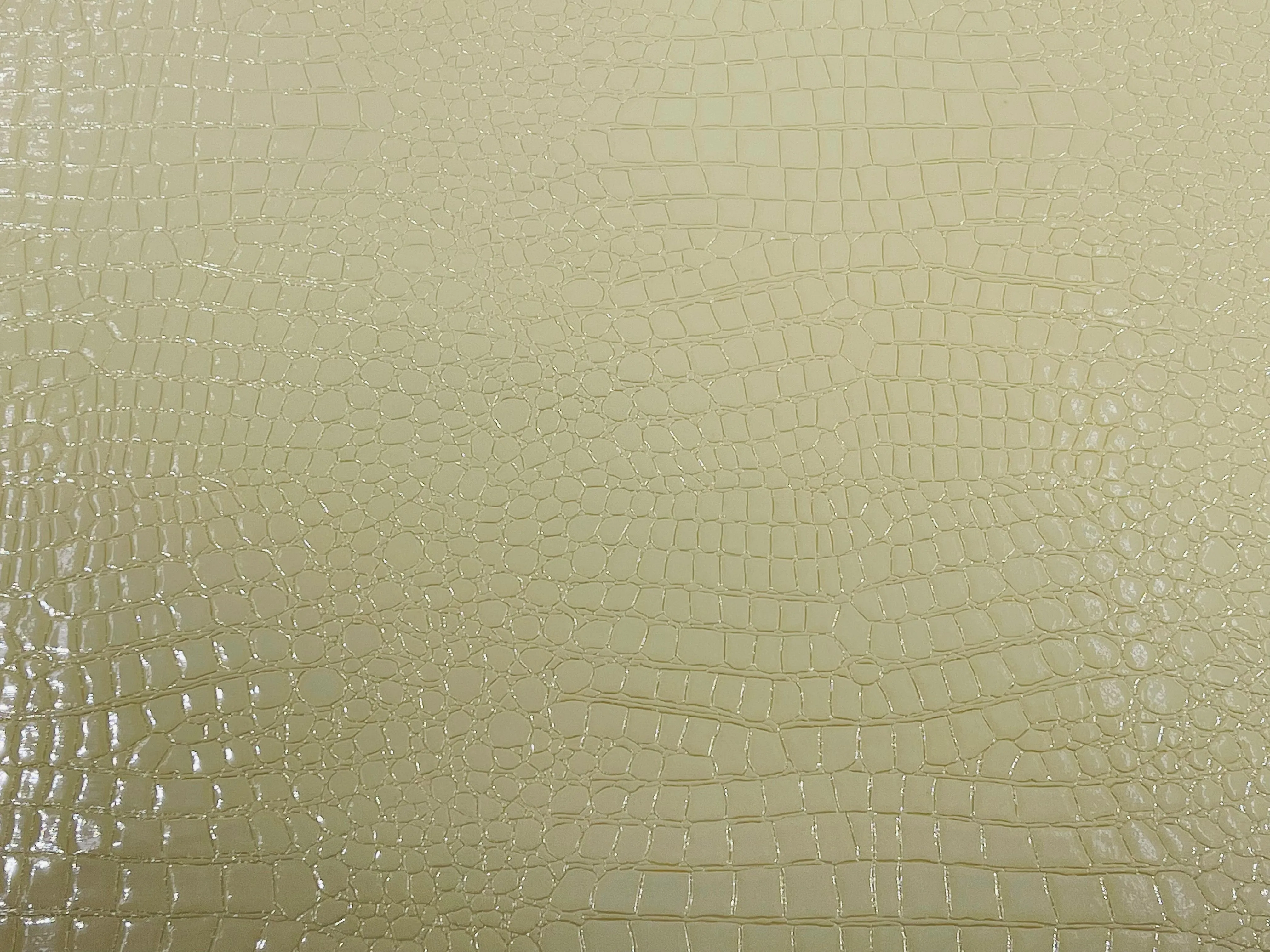 Ivory/ Cream Faux Crocodile Vinyl Embossed 3D Scales-Faux Leather-Sold By Yard