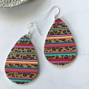 Jasmine Leopard Rainbow Faux Leather Teardrop