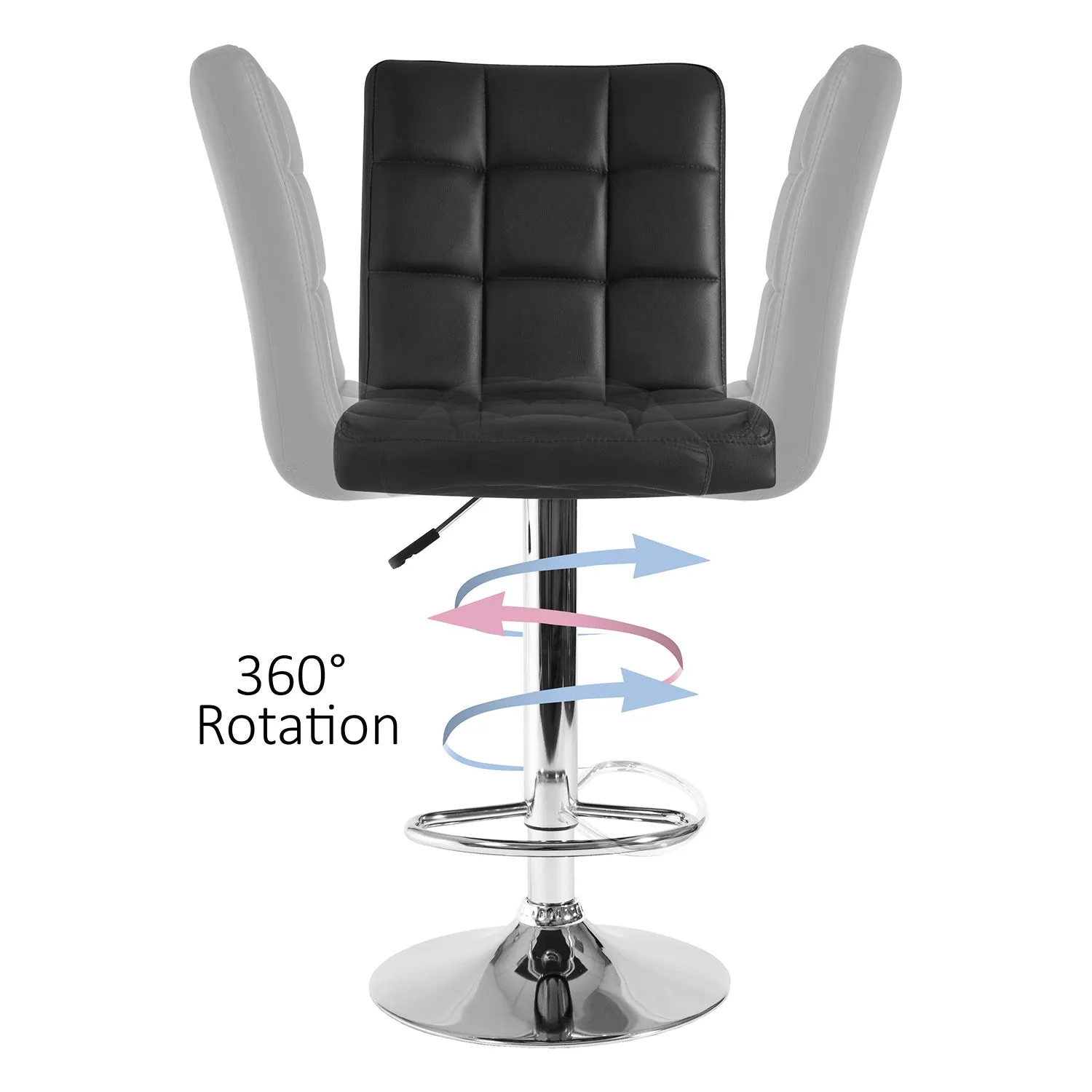 Juno Adjustable Faux Leather Bar Stools - Set Of 2 - Black
