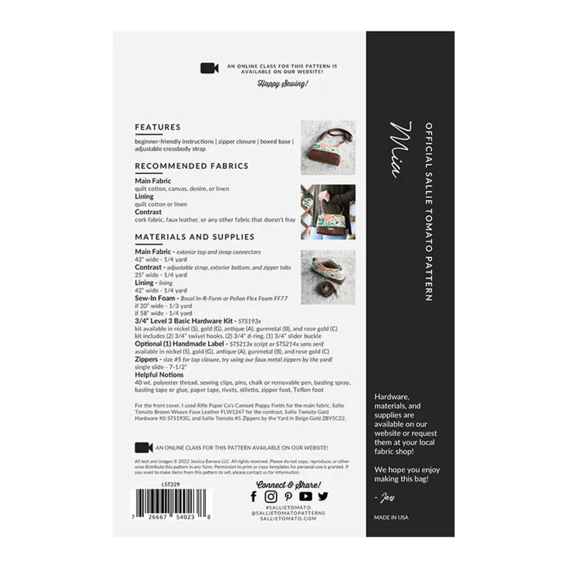 Kaffe Fassett Mia Bag Kit - Black Pebble Faux Leather