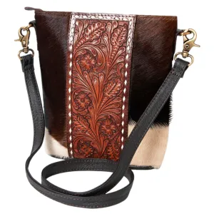 KBK119 - KBK119 -CROSS BODY Hand Tooled Saddle Leather with Cowhide Leather Ladies Bag KBK119 - KBK1