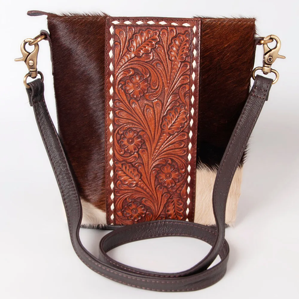 KBK119 - KBK119 -CROSS BODY Hand Tooled Saddle Leather with Cowhide Leather Ladies Bag KBK119 - KBK1