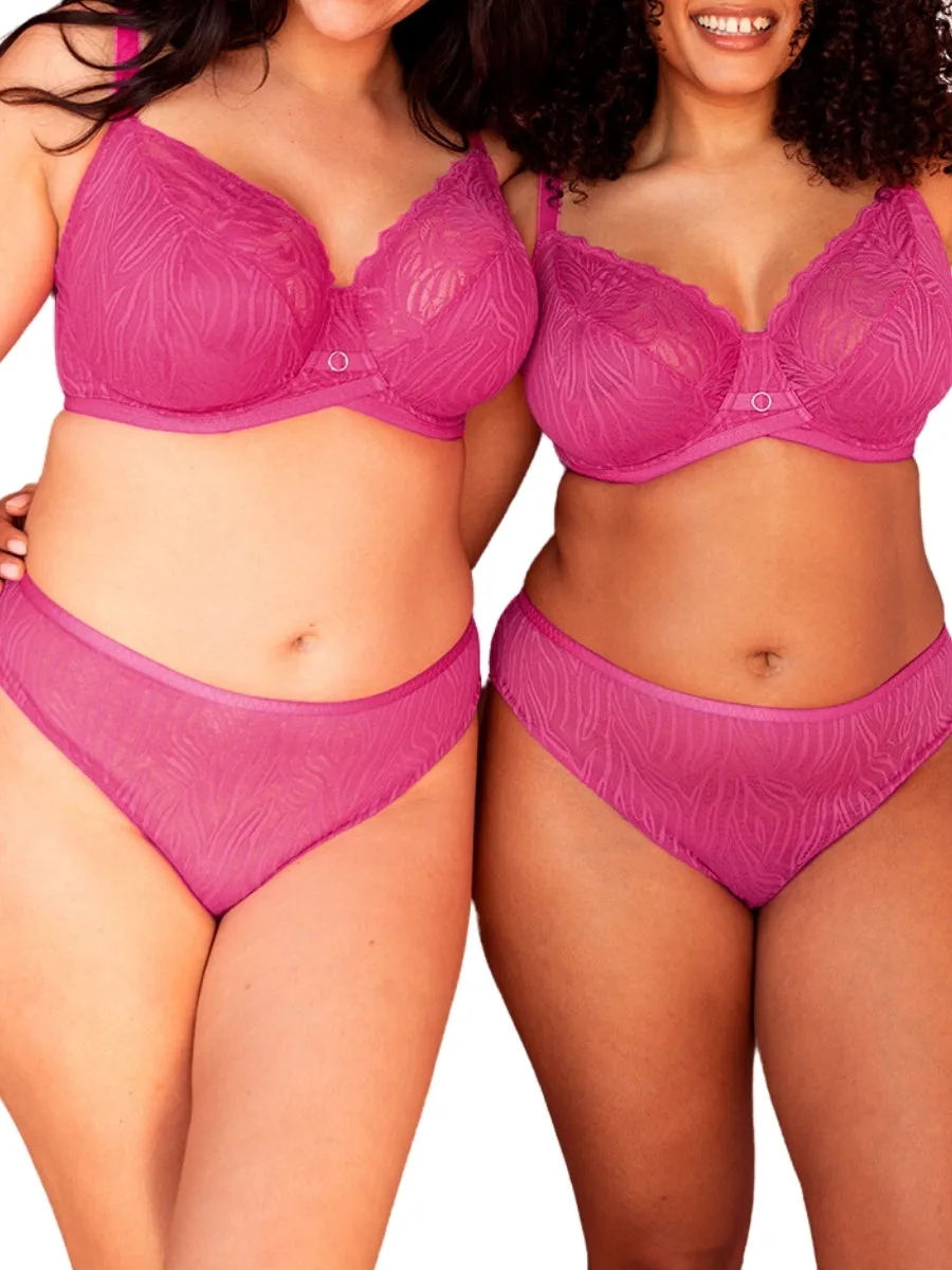 Lace Daze Balcony Bra - Lipstick Pink