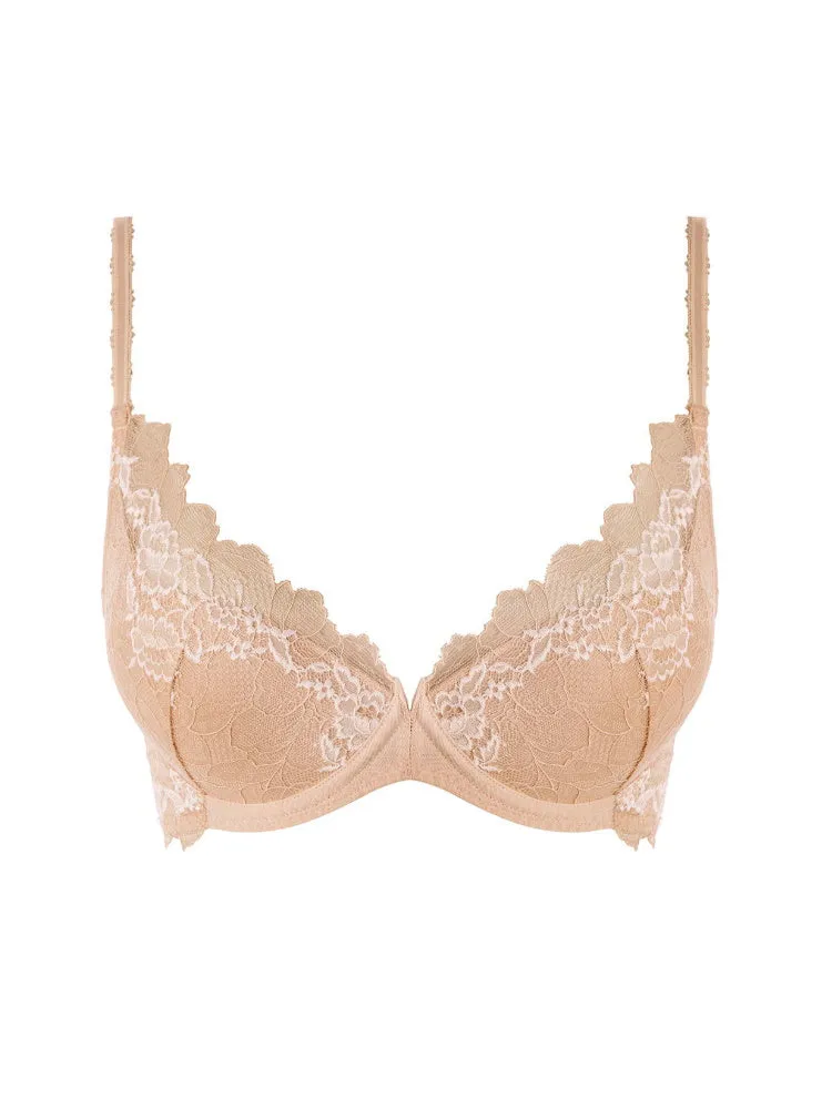 Lace Perfection Plunge Push Up Bra - Café Crème
