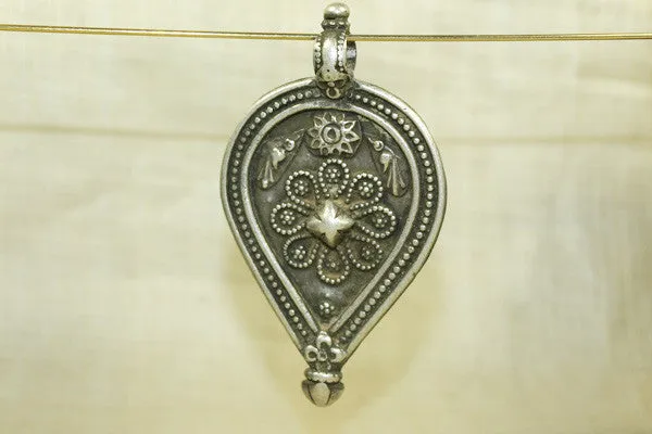 Large, Heavy Old Coin Silver Pendant from India