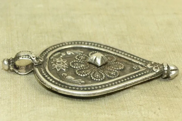 Large, Heavy Old Coin Silver Pendant from India