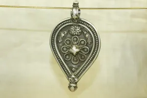 Large, Heavy Old Coin Silver Pendant from India