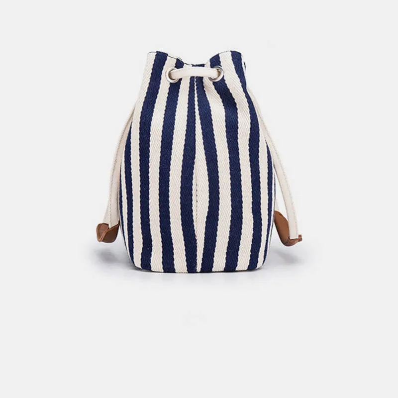 Large Capacity Multi-Carry Stripe Tote Bag Bucket Bag