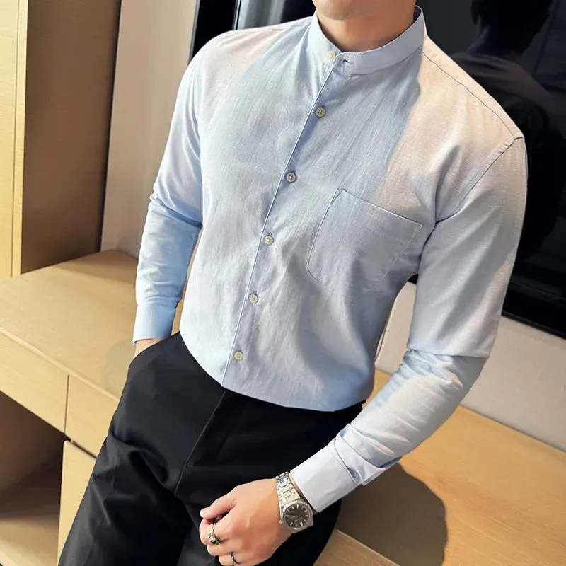 Linen smart casual long-sleeve shirt