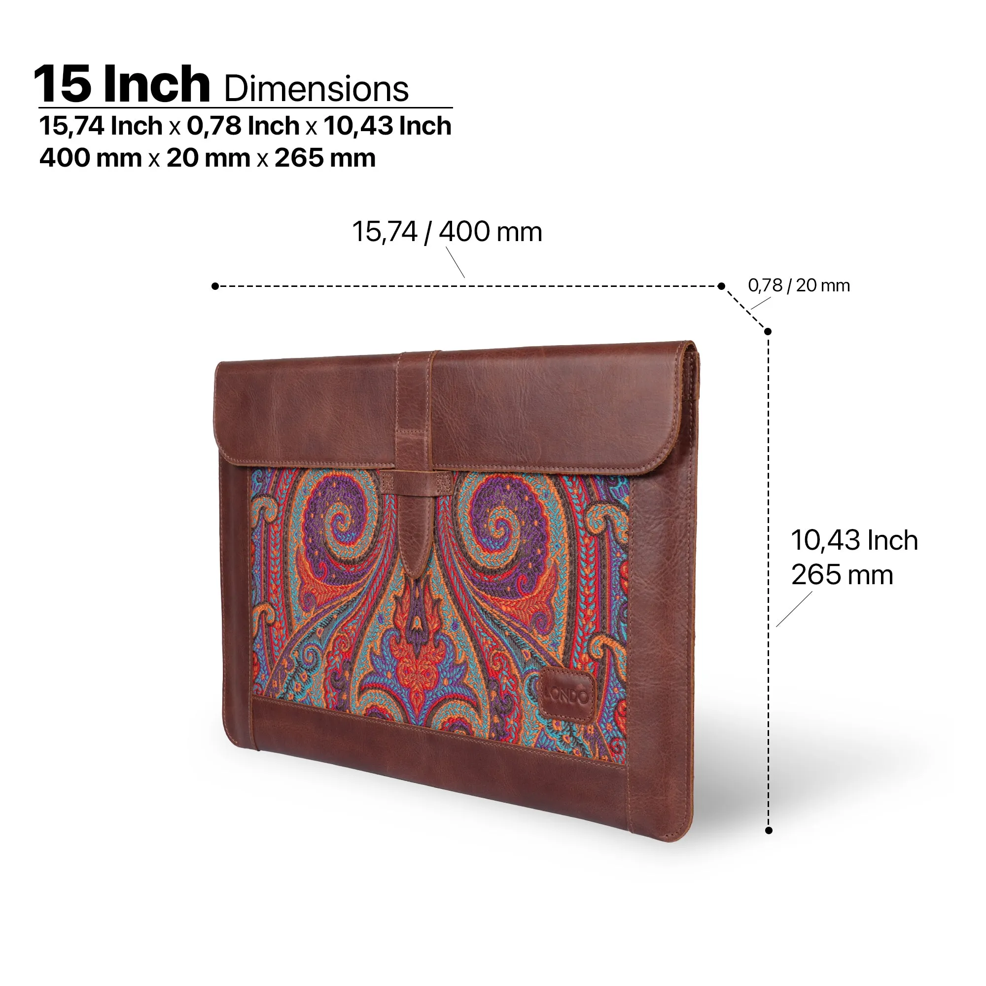 Londo Top Grain Leather Sleeve, Bohemian Bag for MacBook Pro, MacBook Air and iPad Case