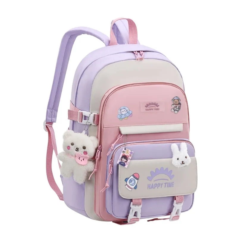 Lovely School Backpack Girls Cute School Bag for Teen Girls Women Students Casual Travel Daypacks with Pins and Pendant