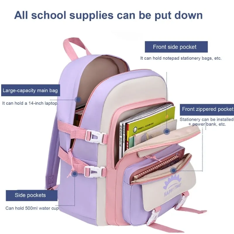 Lovely School Backpack Girls Cute School Bag for Teen Girls Women Students Casual Travel Daypacks with Pins and Pendant