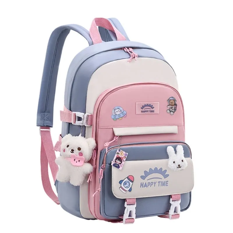 Lovely School Backpack Girls Cute School Bag for Teen Girls Women Students Casual Travel Daypacks with Pins and Pendant