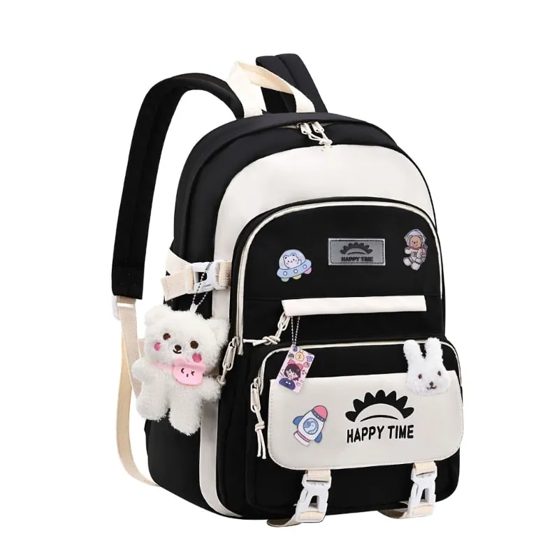 Lovely School Backpack Girls Cute School Bag for Teen Girls Women Students Casual Travel Daypacks with Pins and Pendant