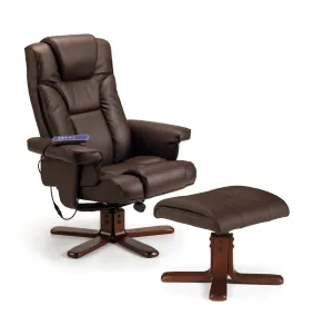 Malmo Massage Recliner & Stool - Brown