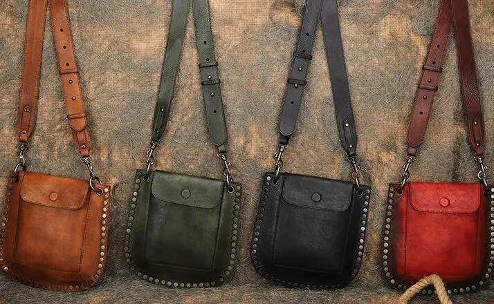 Medium Women's Western Cowhide Leather Crossbody Purse Satchel Bag For Ladies