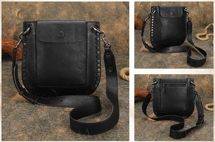 Medium Women's Western Cowhide Leather Crossbody Purse Satchel Bag For Ladies